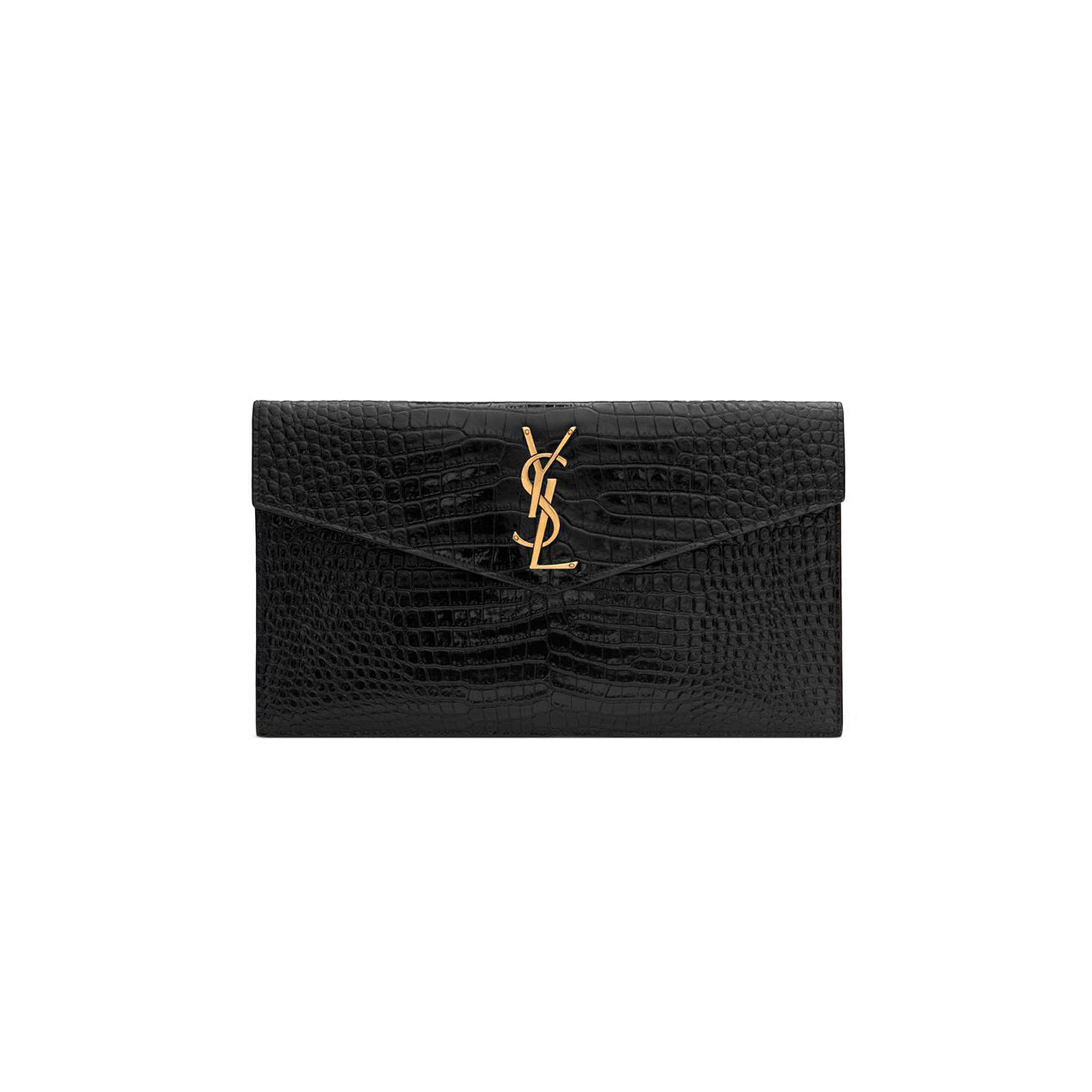 YSL UPTOWN POUCH IN CROCODILE-EMBOSSED SHINY LEATHER 565739DND0J1000 (27*16*2cm)